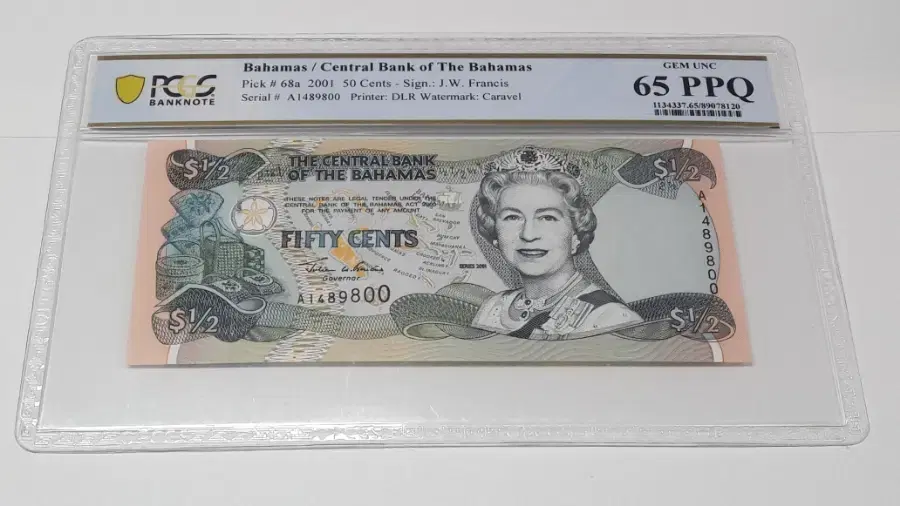 2001년 바하마 50센트 PCGS 65PPQ 완전미사용 화폐